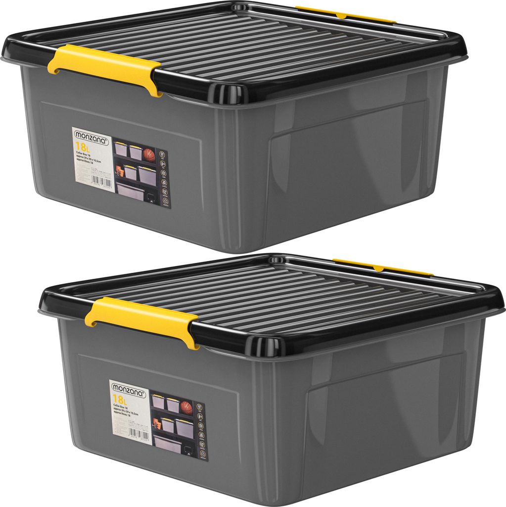 MONZANA® 2x Caisse de rangement 18 L robuste avec couvercle Image du produit 