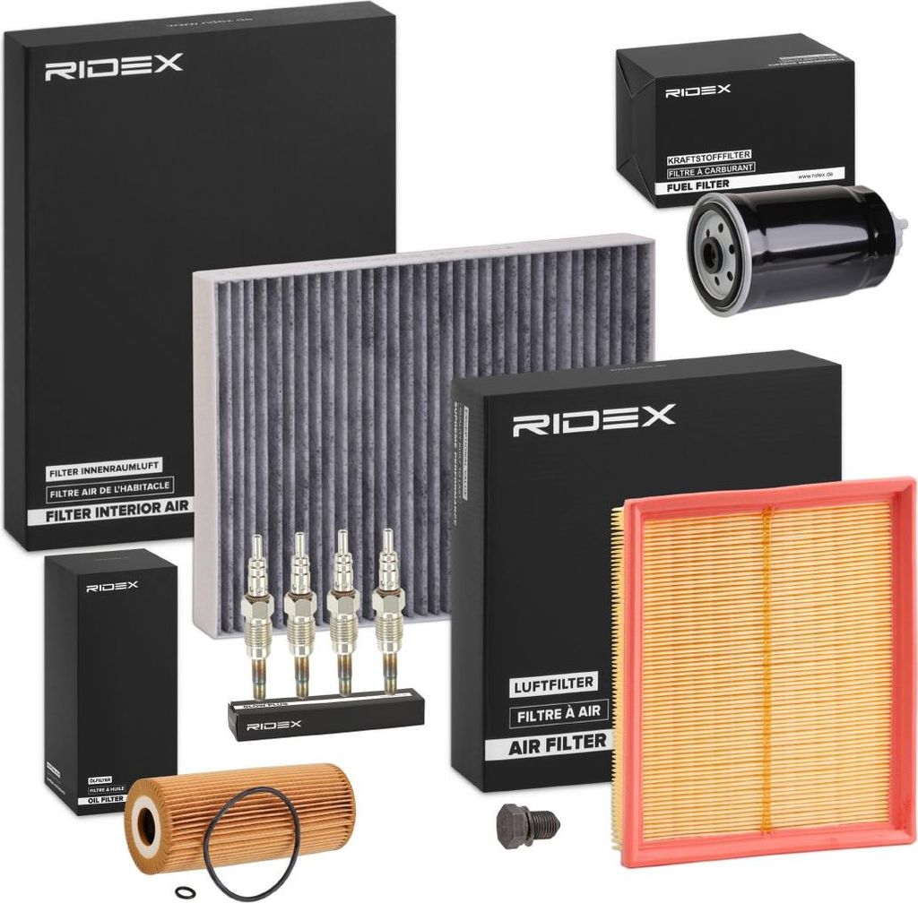 RIDEX Inspektionspaket Filterset für VW PASSAT Variant (3B6) PASSAT Variant (3B5) PASSAT (3B3) PASSAT (3B2) für SKODA SUPERB (3U4)