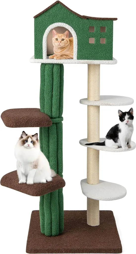 Arbre à chat avec poteaux en sisal et protection anti-basculement 153 cm