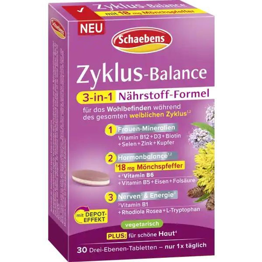 Schaebens Zyklus Balance 3in1 Nährstoff-Formel Tabletten Produktbild 