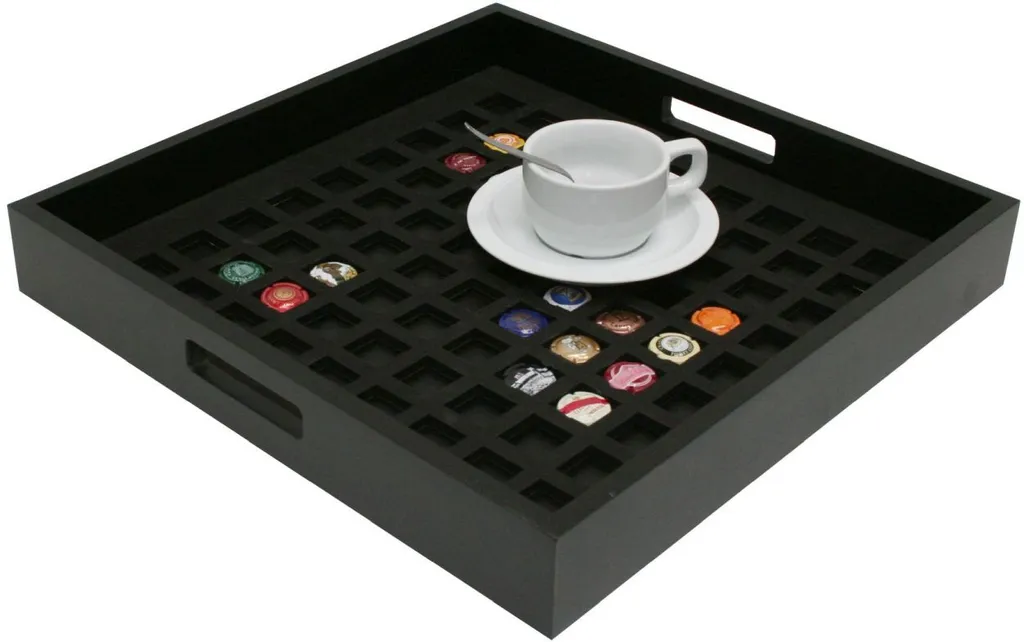 Espositore Champagne Deknudt 81 Placchette - Vassoio Servizio Legno Nero