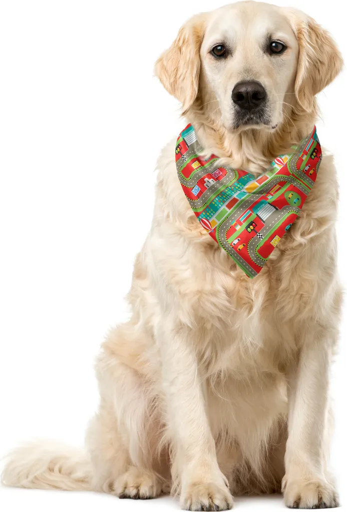 ABAKUHAUS Bandana Cani Pista Macchinine 40x40 cm - Accessorio Auto Multicolore