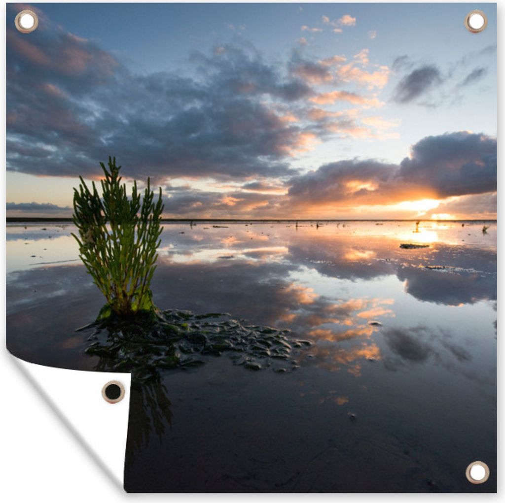 MuchoWow 100x100 cm Outdoor-Poster Gartendeko Sichtschutz Garten Poster für den Garten Meer - Watteninseln - Luft