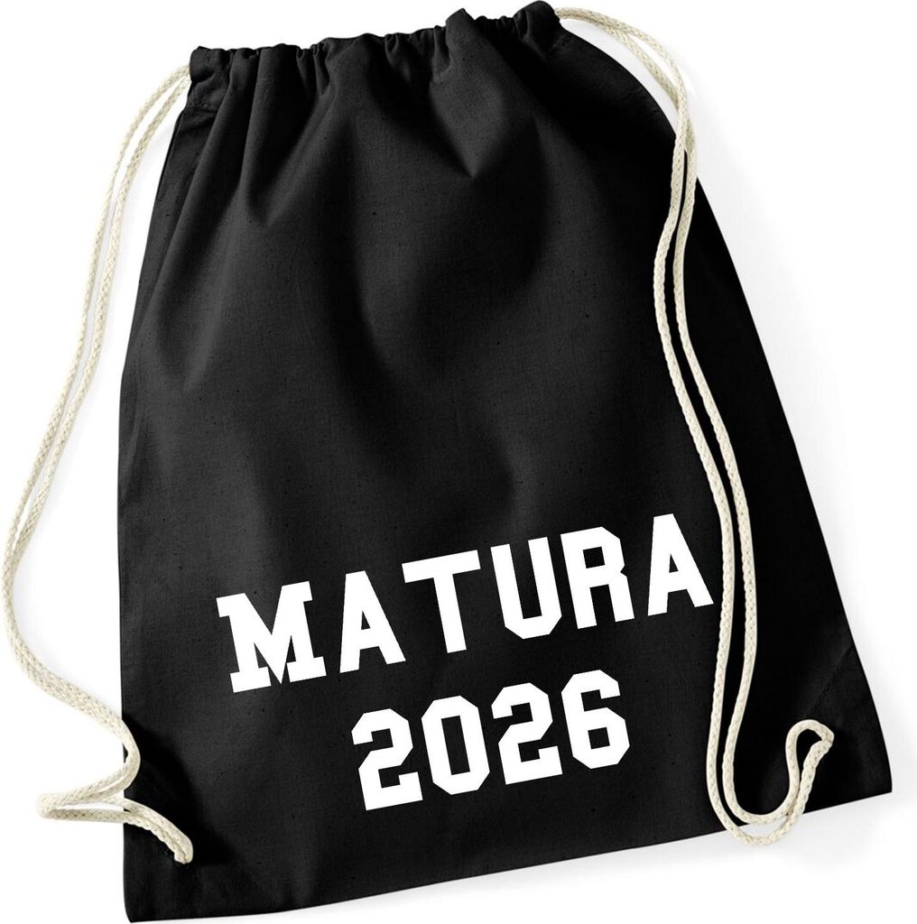 Huuraa Turnbeutel Matura 2026 Abschluss Österreich / Schweiz 12 Liter Black Baumwolle Rucksack Geschenkidee