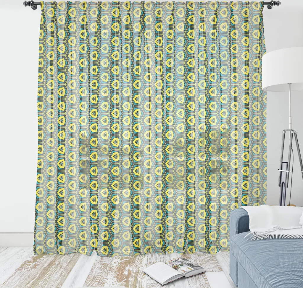 ABAKUHAUS Arazzo giallo e verde, Illustrazione colorata della vendemmia con esagoni, Arazzo in raso setoso per soggiorno e camera da letto, 210 cm x 274 cm, verde giallo verde