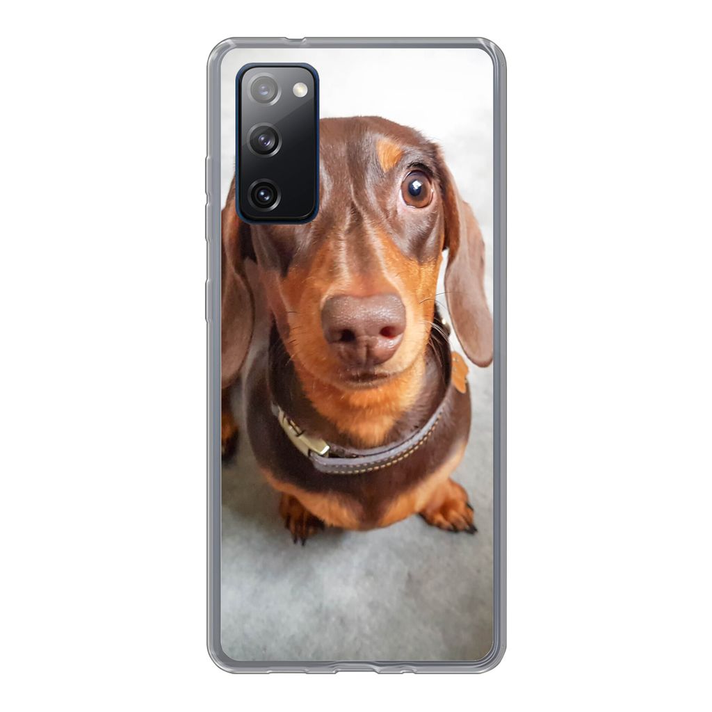 MuchoWow Handyhülle Schutzhülle Hülle für Samsung Galaxy S20 FE Nahaufnahme des Kopfes eines Dackels Silikon Softcase Handy Hülle - Abdeckung