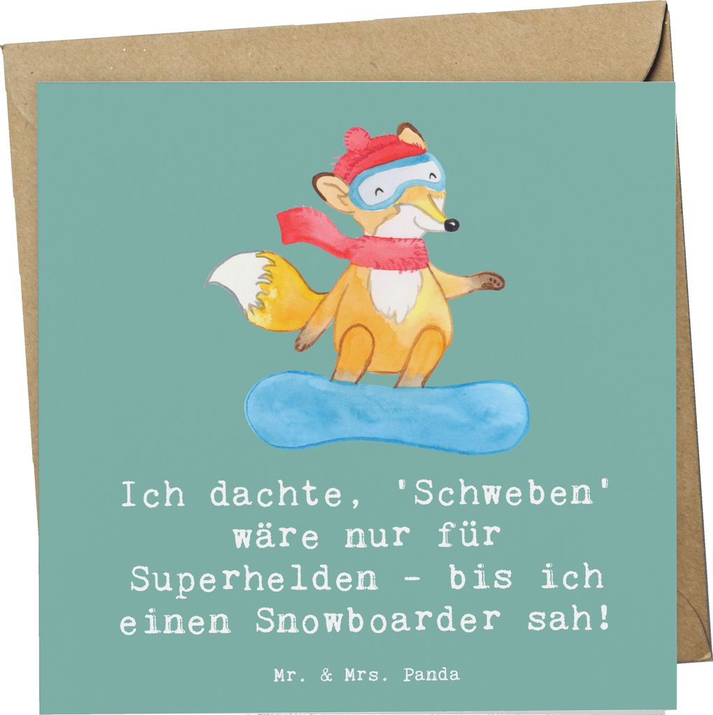 Mr. & Mrs. Panda Glückwunschkarte Snowboarden Zauber - Meeresbrise - Geschenk, doppelkarte, Klappkarte, Grußkarte, Sportler, Natur, anlasskarte, ...