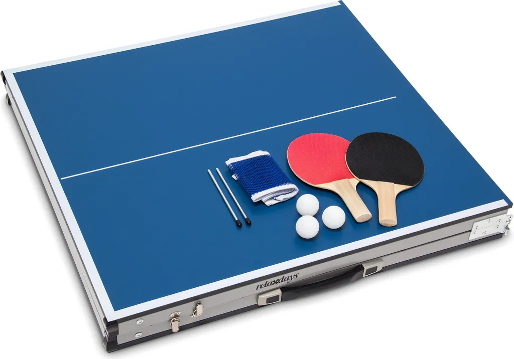 Relaxdays Table de ping-pong pliable - Mini table de tennis bleue compacte