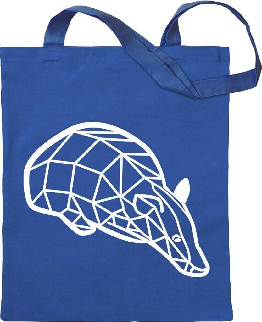 Kiwistar - Baumwolltasche - royalblau - Dachs Grimbart Polygon - Tragetasche Stoffbeutel Umhängetasche Langer Henkel