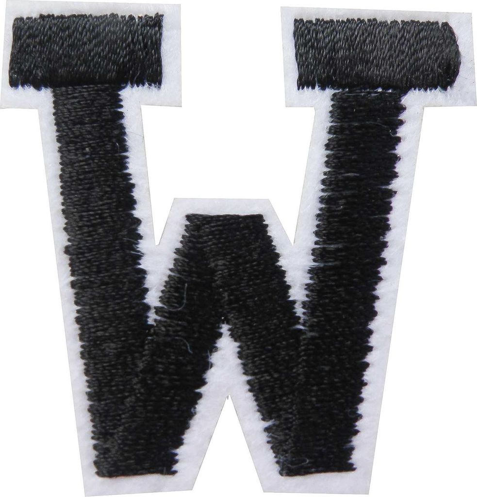 1 Buchstaben Aufbügler, 15-43x45mm, Applikation, Aufnäher, schwarz, Buchstaben & Zeichen:W