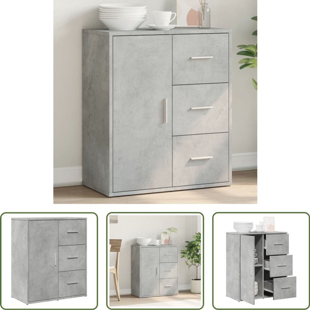 The Living Store Sideboard Betongrau 60x31x70 cm Holzwerkstoff