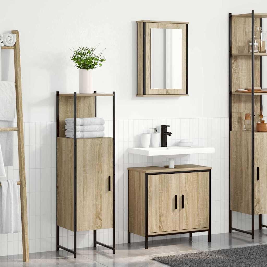 "SALE 2026"Badezimmermöbel-Set - modernes Design - Badezimmerschrank/Unterschrank - mit Regal mit Tür 3 pcs Braun Holzwerkstoff DE403579 - Badezi...