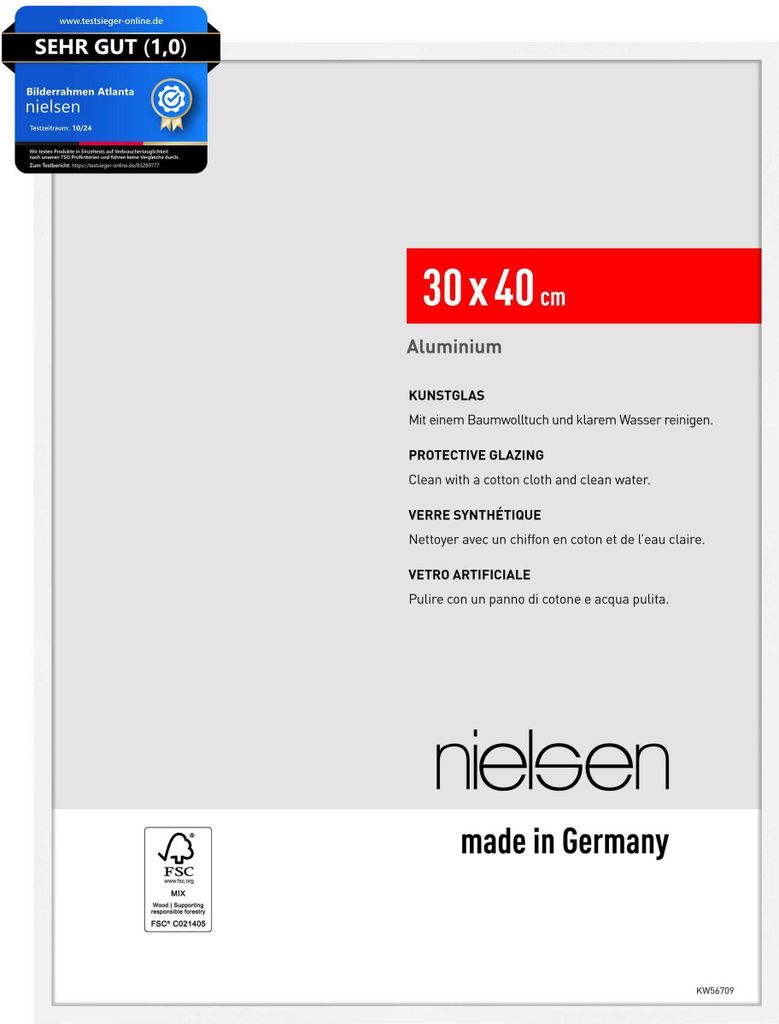nielsen Aluminium Bilderrahmen Atlanta, 30 x 40 cm, Weiß matt