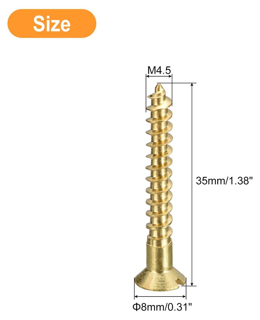 25 Stš¹ck Schlitz Messing Holzschrauben M4.5x35mm Geschlitzt Antrieb Flach Kopf Selbstschneidend Senkkopfschrauben fš¹r Holzarbeiten M?bel
