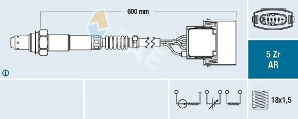 Sonde lambda pré-cat 600mm FAE 75145 pour Opel Zafira B haute qualité