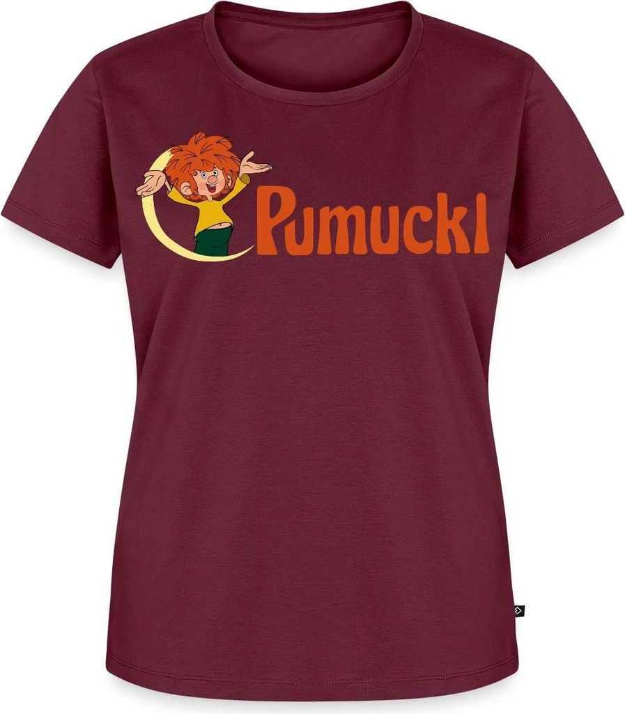 Spreadshirt Pumuckl Mit Frecher Pose Und Logo Schriftzug Frauen Premium T-Shirt, XL, Burgunderrot