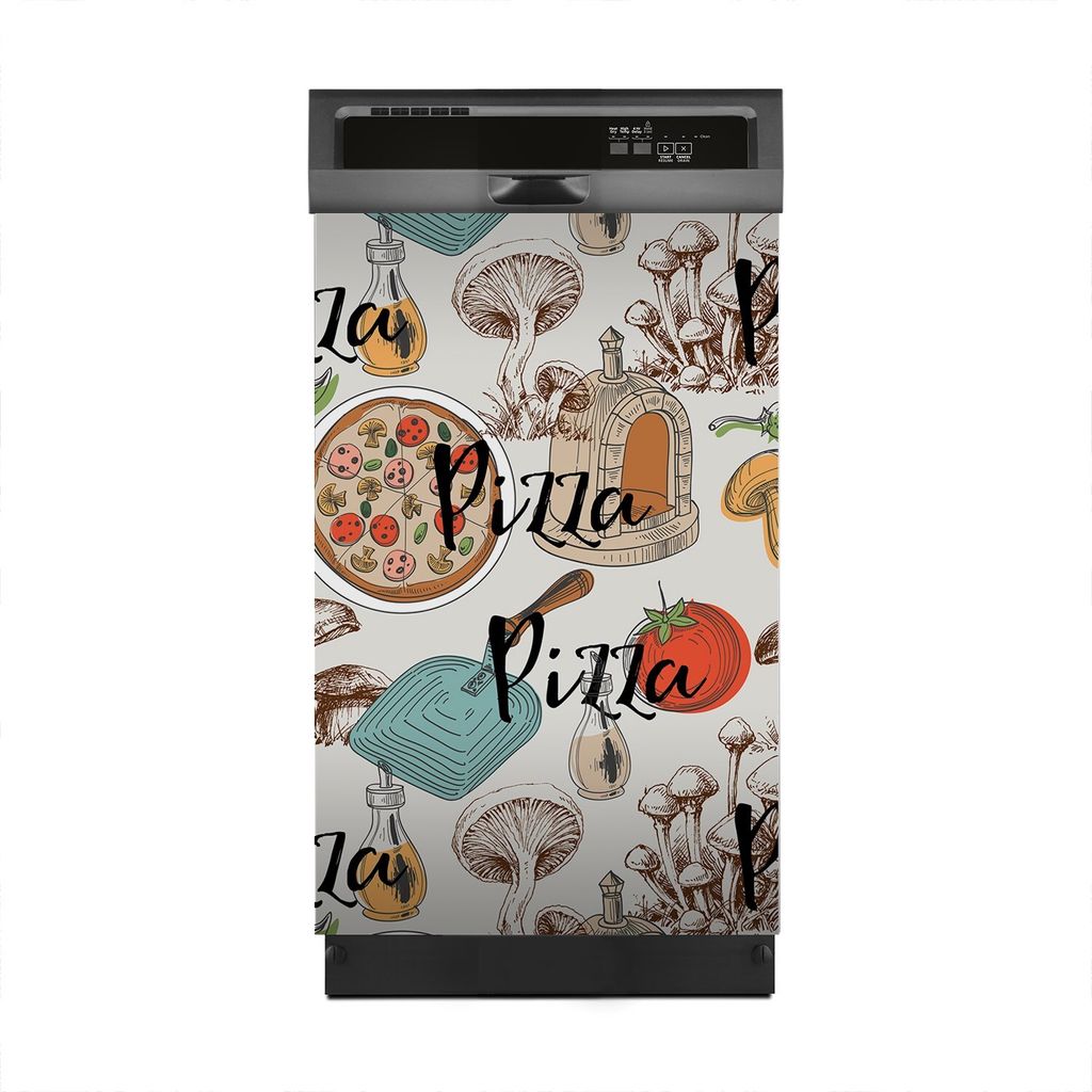 Aufkleber sticker 45x70 cm Dekorative folie Spülmaschine - pizza und pilze