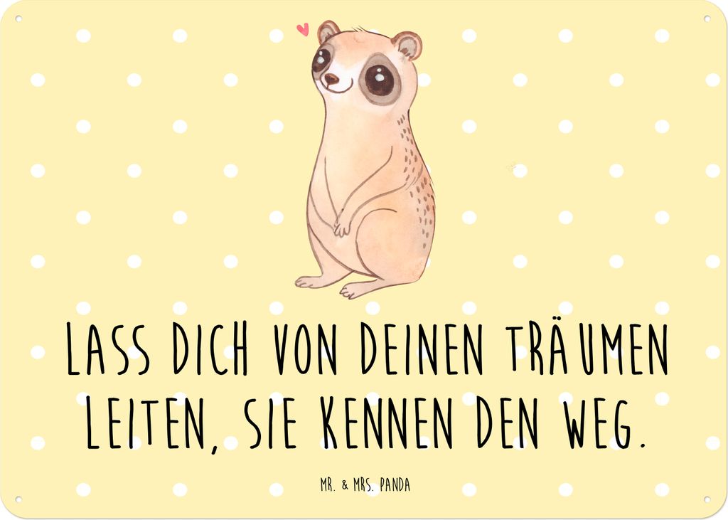 Mr. & Mrs. Panda Wandbild Plumplori Glücklich DIN A5 - Gelb Pastell - Geschenk, Retro Blechschild, Glück, Türschild, tafel, Schild, Lustige Spr...