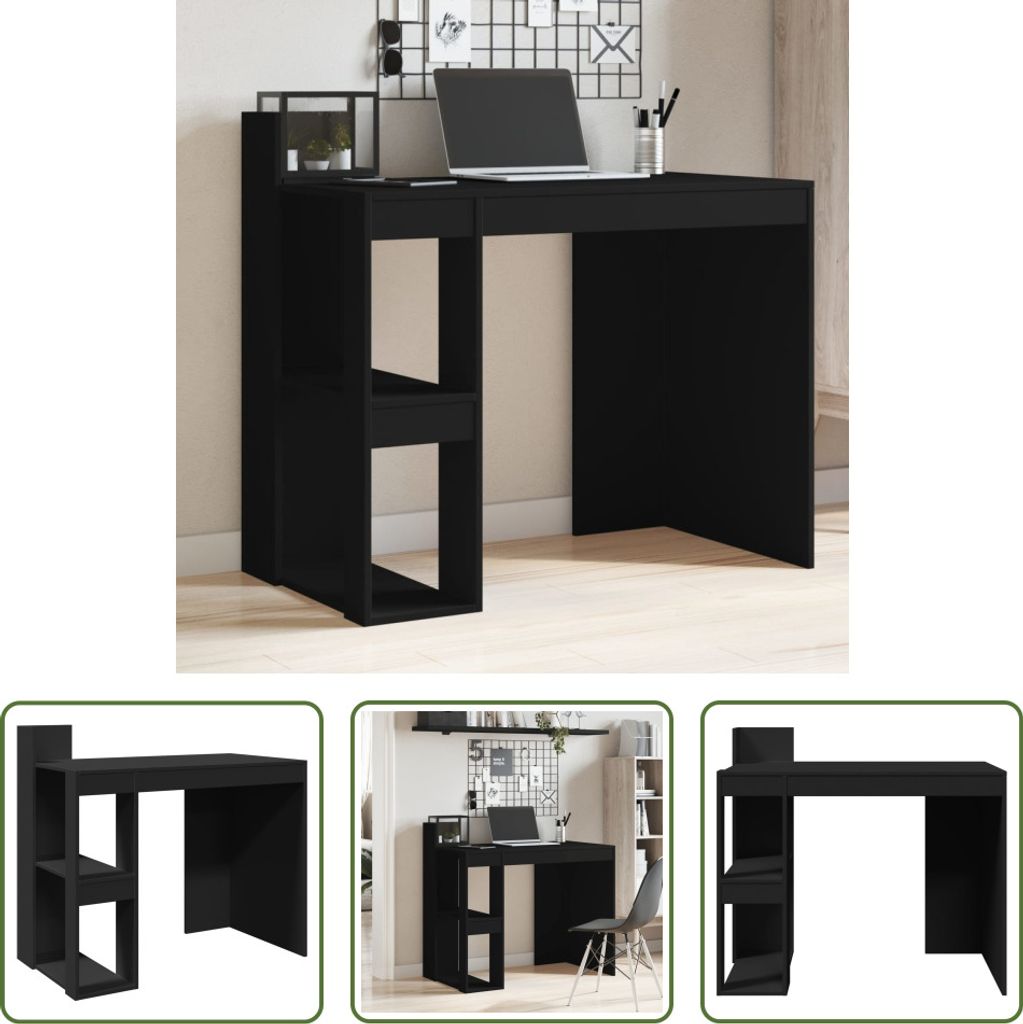 The Living Store Schreibtisch Schwarz 103,5x56,5x94 cm Holzwerkstoff