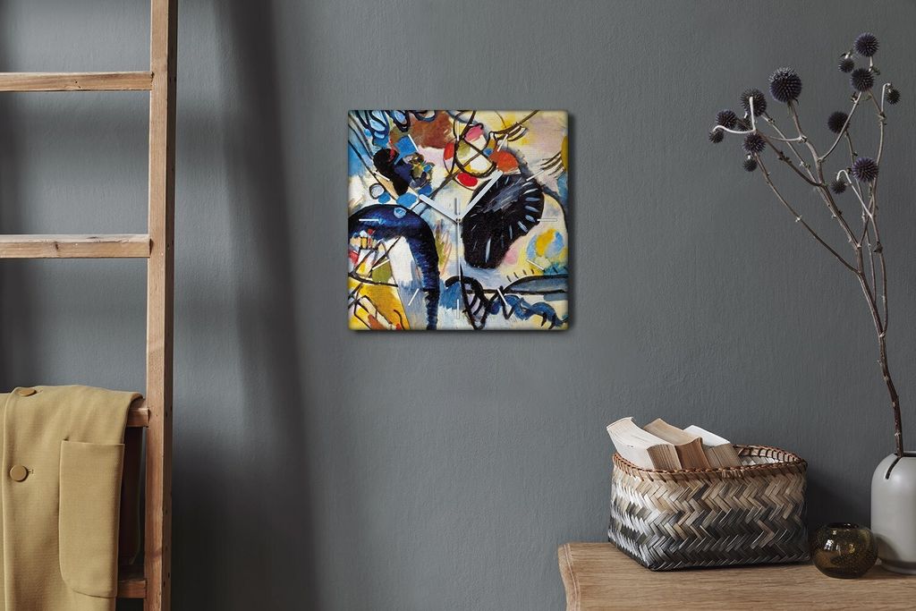 Coloray Hodiny Unikátní 30x30 cm Tiché hodiny Pro obývací pokoj a kuchyň Nástěnné hodiny Plátno Bílé ručičky hodin - Místo nebezpečí