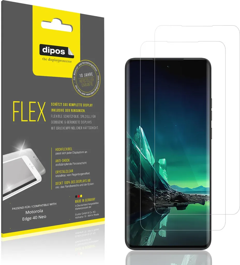 Dipos – 2 Pellicole Protettive 100% Compatibili Con Motorola Edge, Full Cover 3D, Flessibili E Antiurto, Made In Germany - 2
