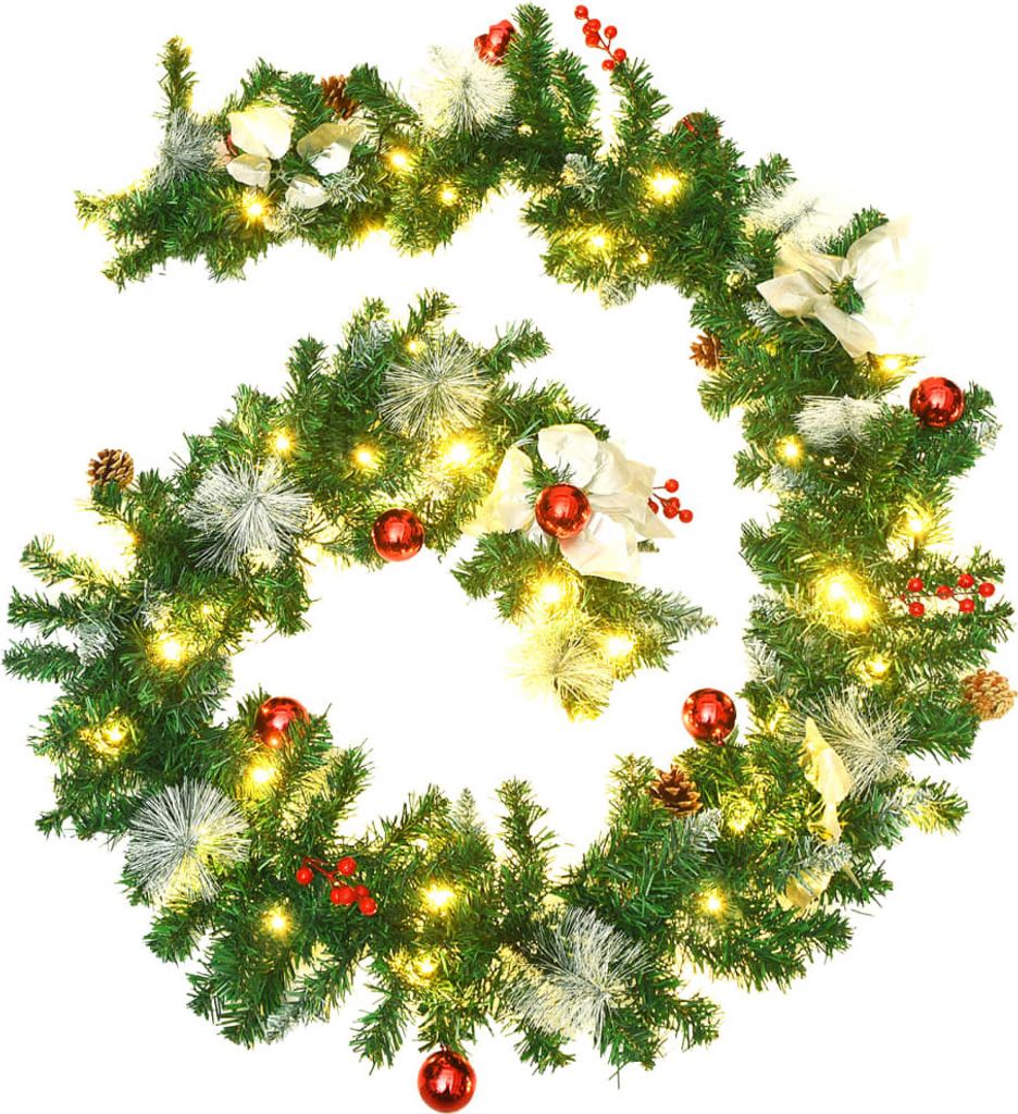 vidaXL Guirlande de Noël avec lumières LED Vert 2,7 m PVC Image du produit 
