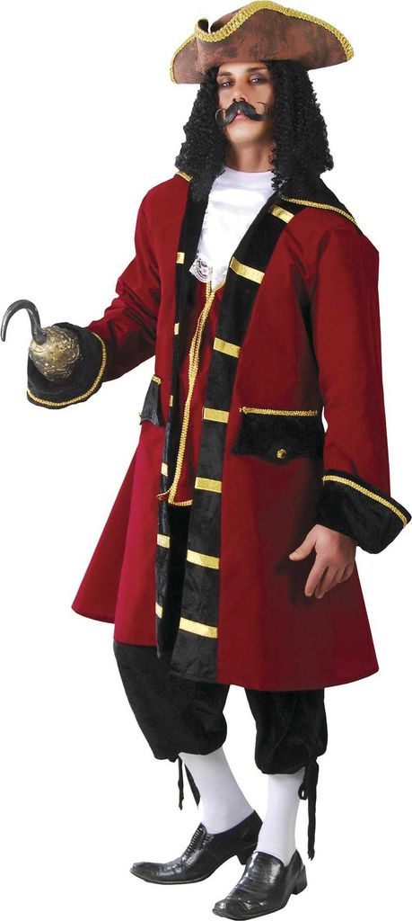 Fiestas Guirca - Piratenkapitän-Kostüm für Herren Set FG687 (S) (Rot/Schwarz)