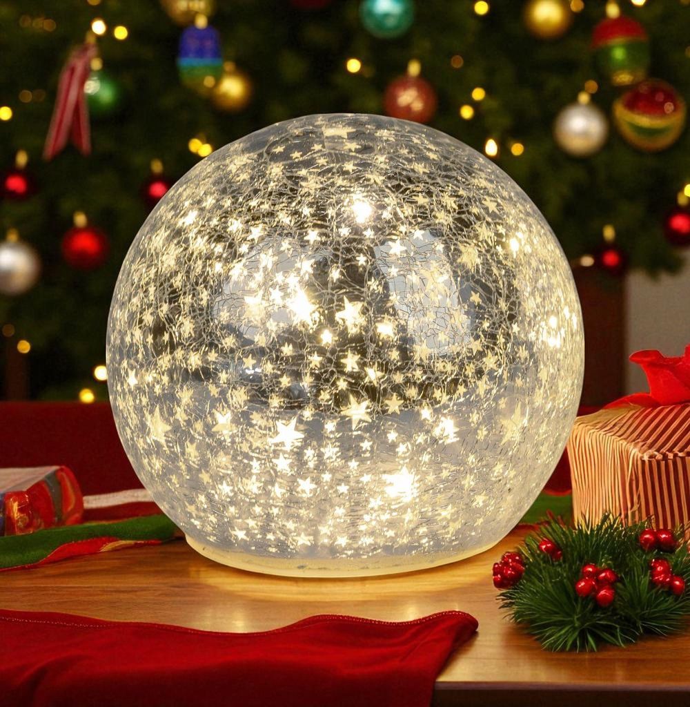 formano LED palla decorativa 12 cm stelle argento palla di Immagine del prodotto 