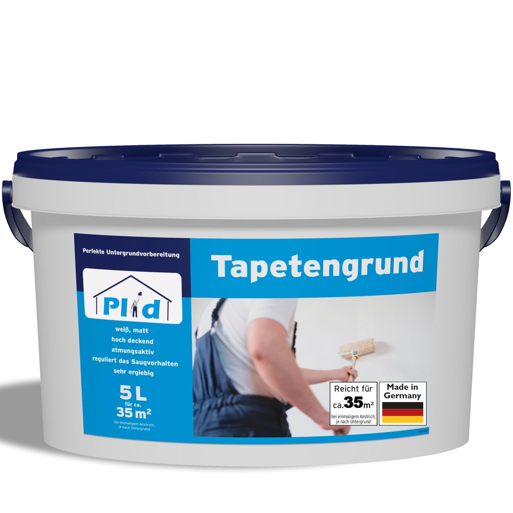Plid Tapetengrund 5L Weiß matt- ideale Untergrundvorbereitung vor dem Tapezieren - Haftgrund Voranstrich zum Schaffung eines farblich einheitlichen