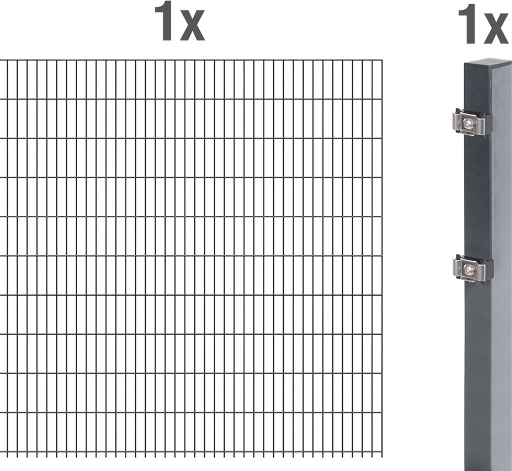 Alberts Anbauset für Doppelstabmattenzaun, anthrazit, Höhe 203 cm, Länge 2,5 m