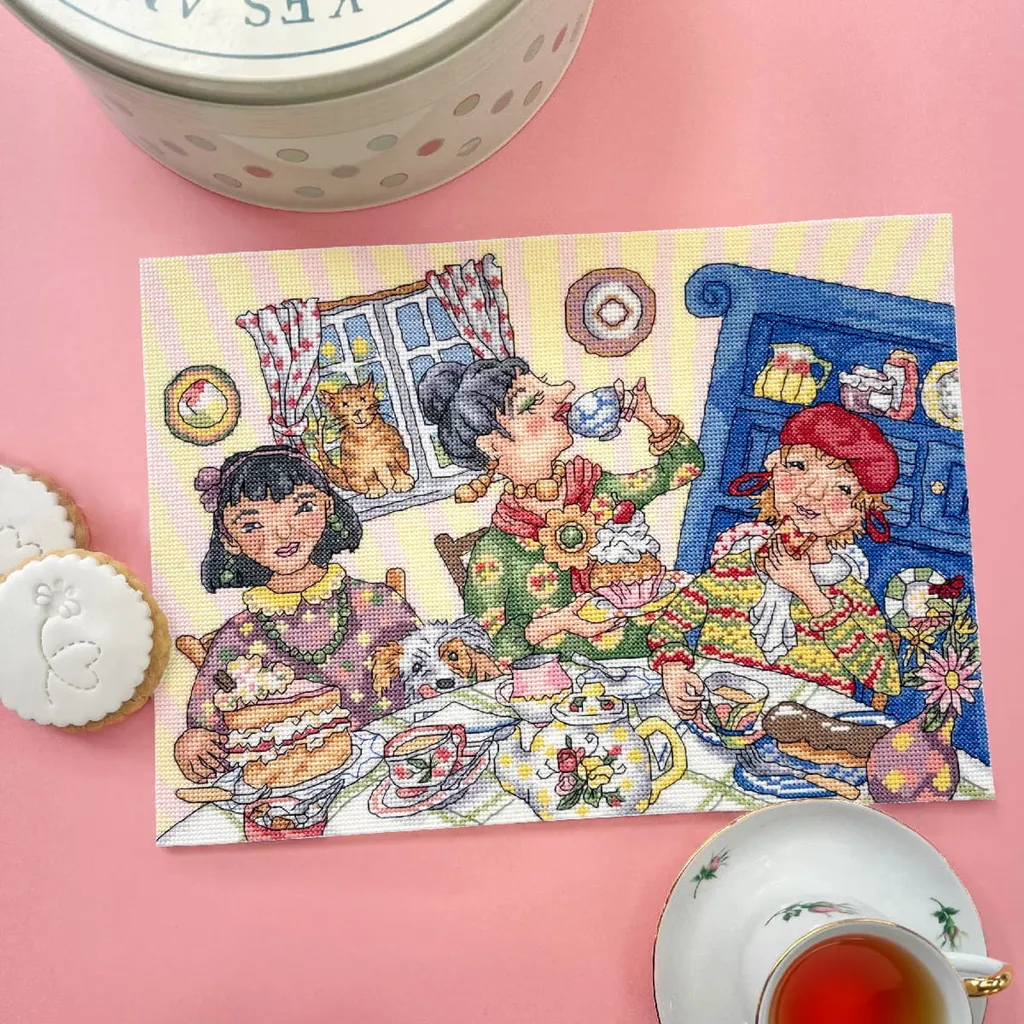 Bothy Threads Kit Point de Croix Compté Tea And Cake XWB2 33x24cm DIY