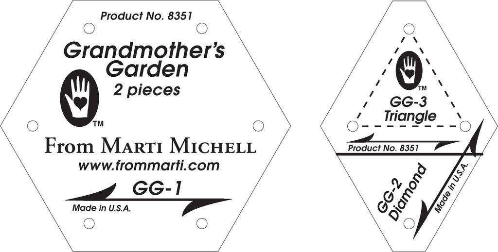 Marti Michell Grandmothers Garden Schablone 1 inch (2,5 cm), 2-teiliges Set