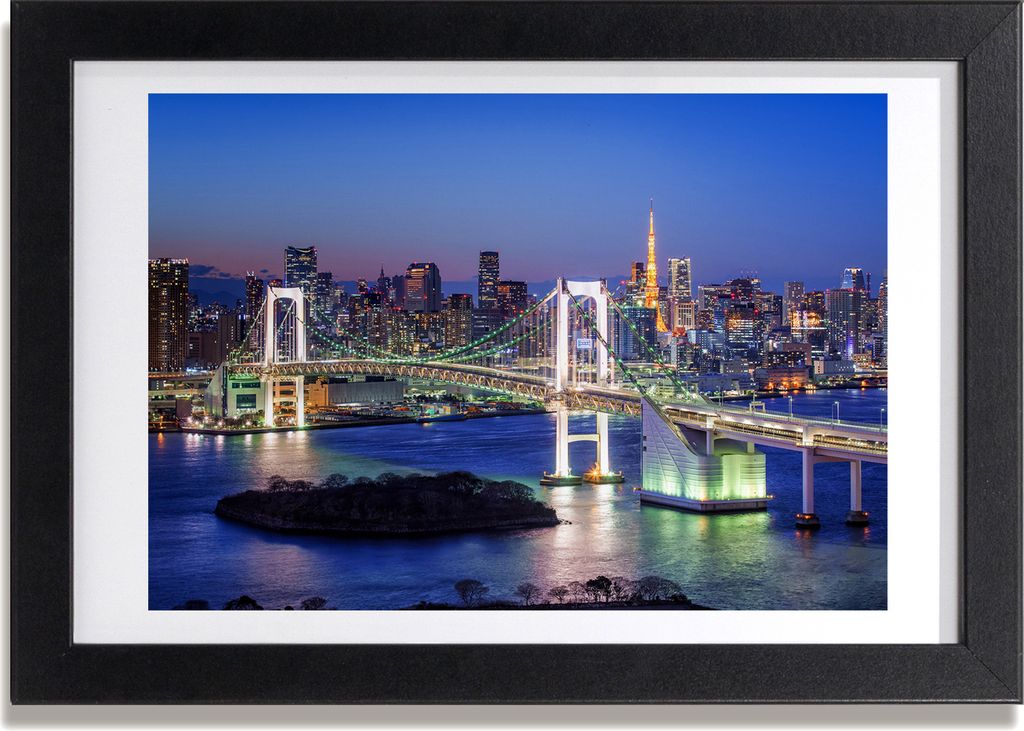 Bild 30x20 MDF-Rahmen, Wandkunst Brücke in Tokyo
