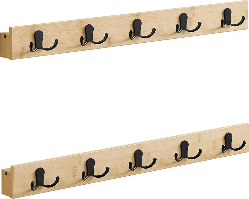 Gagnez de la place : Portemanteau mural avec étagère beige naturel (x2)