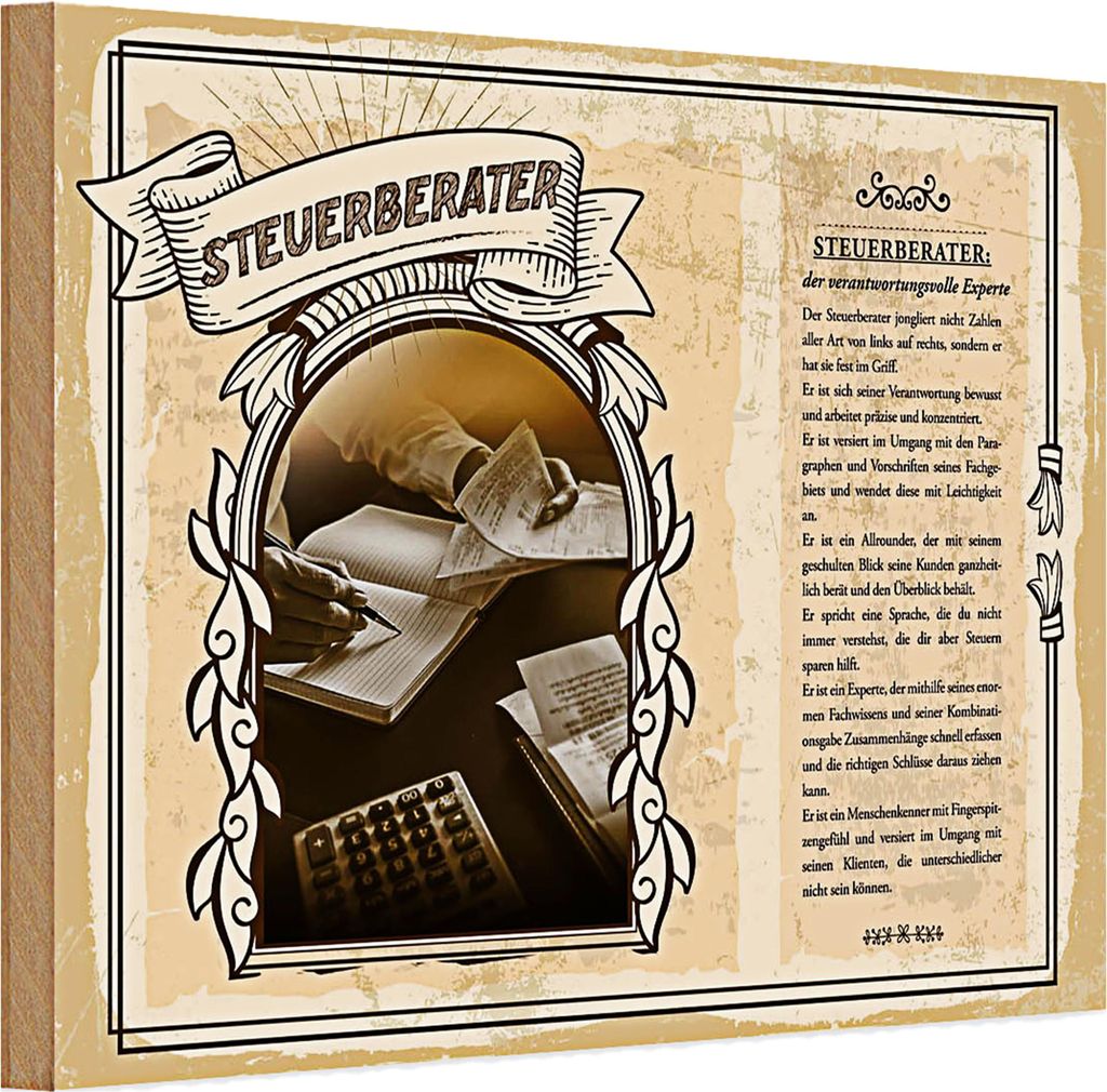 Holzschild Berufe 30x20cm Steuerberater Experte Steuern