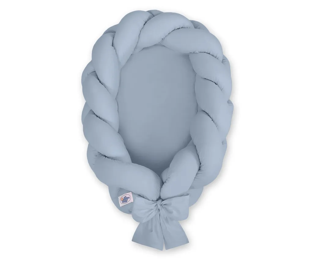 Lit pour bébé tressé 2 en 1 bleu nuptial avec son matelas amovible