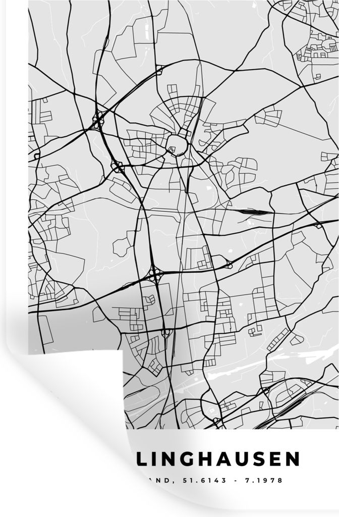 MuchoWow Wandtattoo Wandsticker Wandaufkleber Karte - Stadtplan - Deutschland - Recklinghausen - Karte 20x30 cm Selbstklebend und Repositionierba...