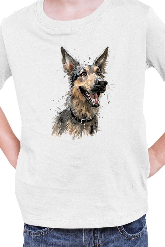 Kinder T-Shirt Funny Dogs Breeds German Shepherd Dog Breed, 12-13 Jahr - 152 / Weiß