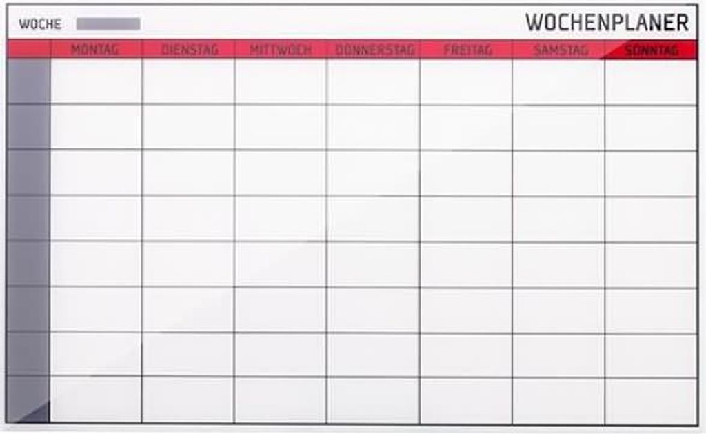 Glasboard Wochenplaner 7 Tage 78x48cm Produktbild 