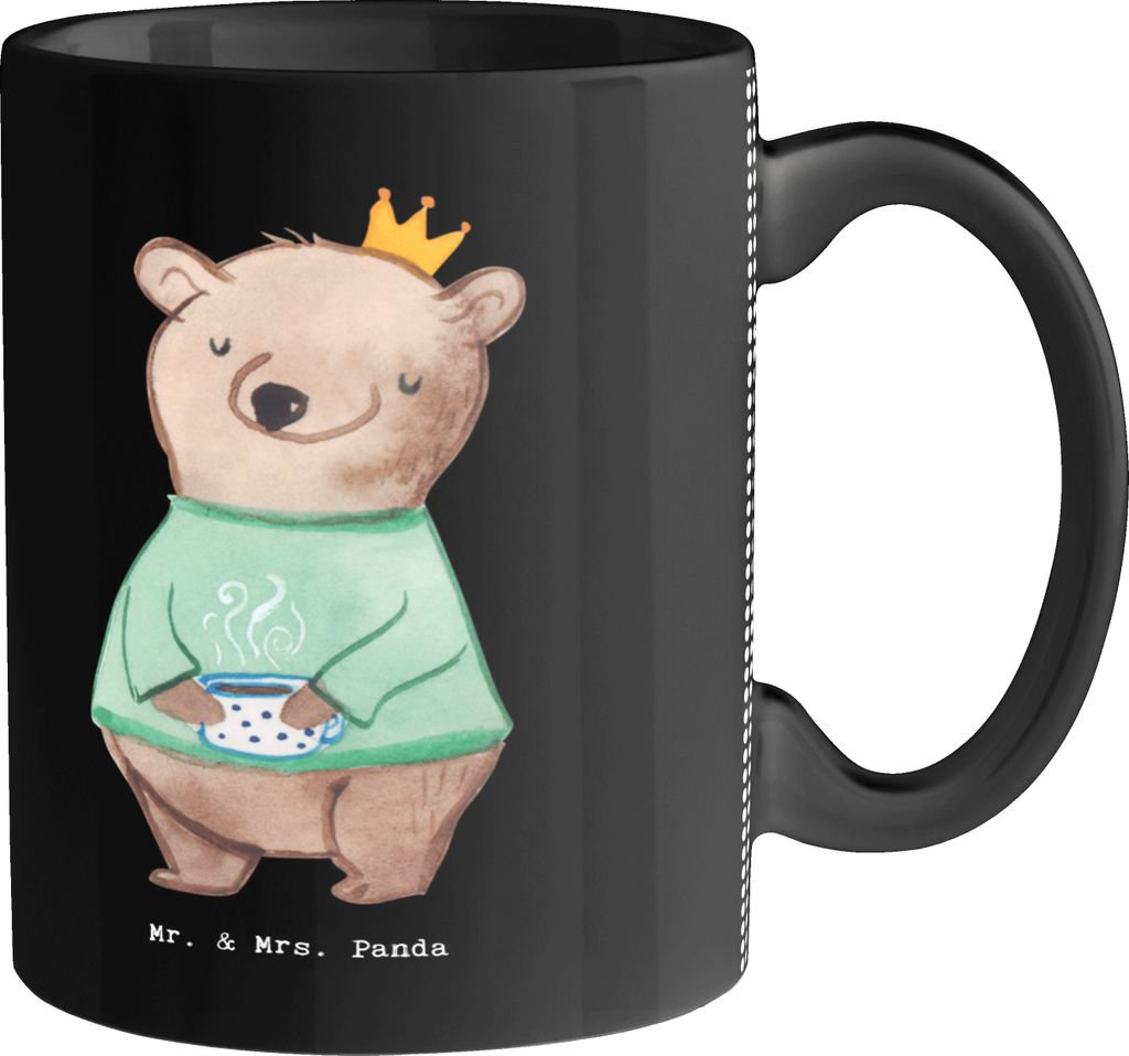 Mr. & Mrs. Panda Teetasse Chef Herz - Schwarz - Geschenk, Erholung, Geschenktasse, Tasse, schöne, Kaffeebecher, CEO, Bedruckte, Leiter