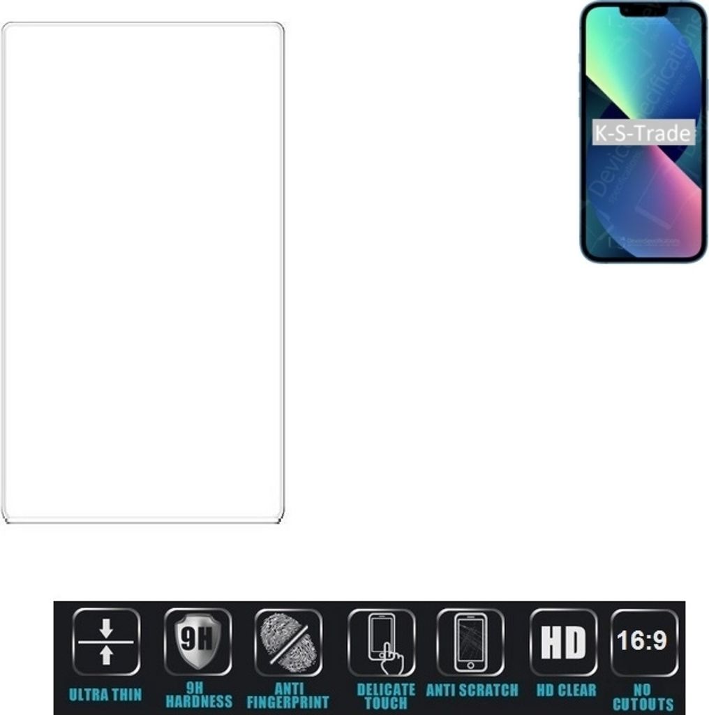 K-S-Trade Displayschutzglas kompatibel mit Apple iPhone 13 mini Hartglas Schutzfolie Glasfolie 16:9 Format, bedeckt keine Seitenbereiche
