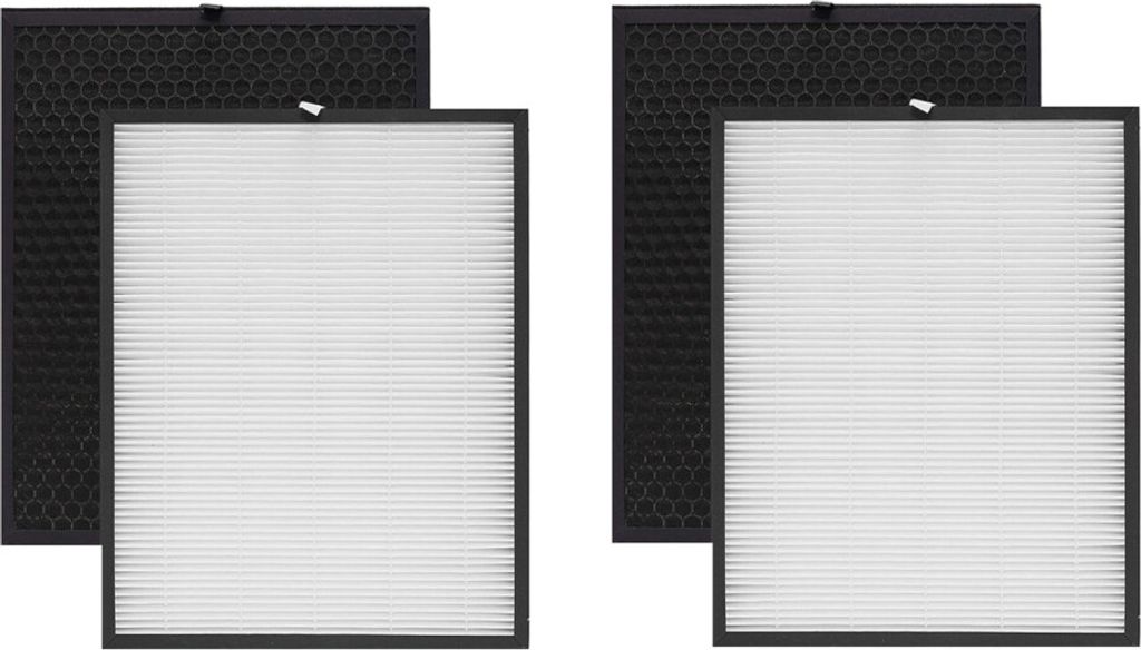 Trade-Shop 4in1 Filter-Set (2x HEPA-Filter + 2x Aktivkohlefilter) kompatibel mit Philips AC3252 AC3254 AC4558 Luftreiniger Luftwäscher
