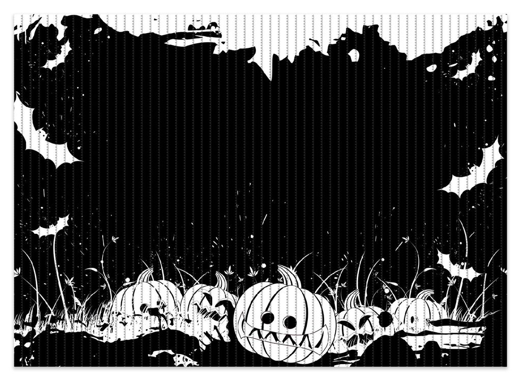 Wallario Duschmatte Antirutschmatte Badmatte Fußmatte Halloween - Kürbisse und Fledermäuse in schwarz-weiß, Comic Stil, Größe ca. 70 x 50 cm