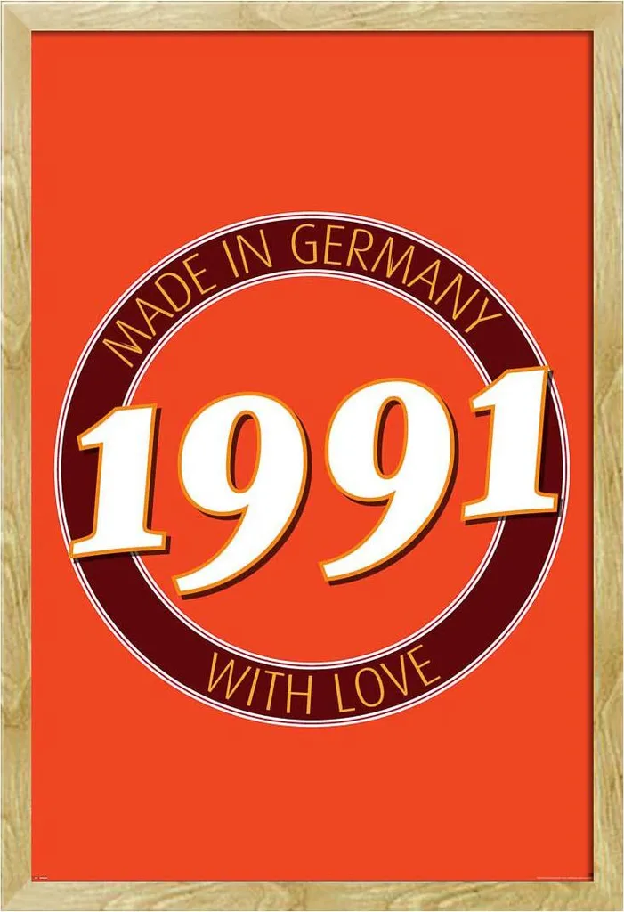 Poster 1991 Germania + Cornice Shinsuke® Faggio 61x91,5 cm - Regalo Top
