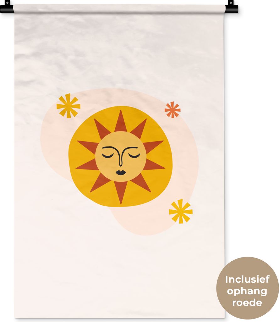 MuchoWow Wandteppich Wandbehang Sonne - Sommer - Abstrakt 60x90 cm Tapisserie Dekoration Wandtuch - Foto-Teppich - Abwaschbar