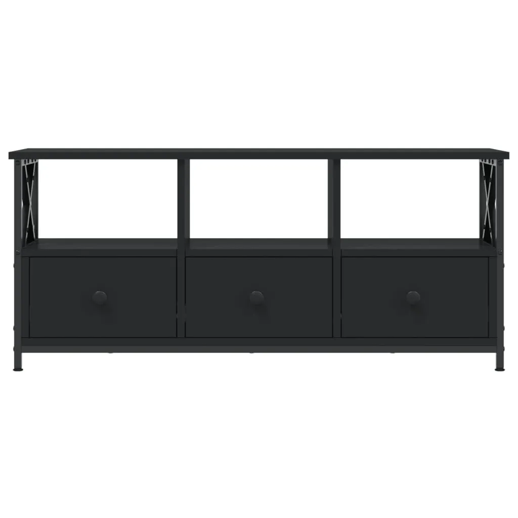 Meuble TV Industriel Noir 102 cm en Bois Composite et Métal Stabli