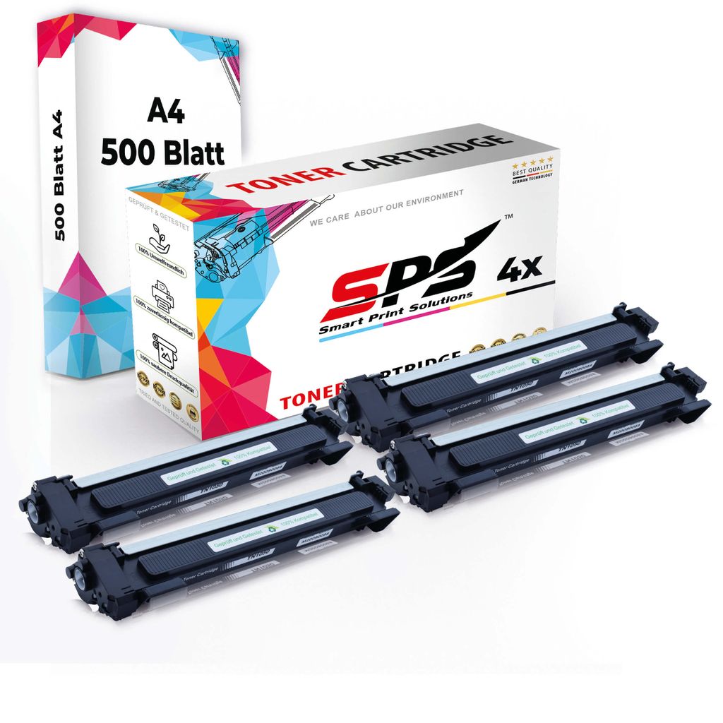 Druckerpapier A4 + 4x Multipack Set Kompatibel für Brother DCP-1612 WVB (TN-1050) Toner-Kit Schwarz XL 1800 Seiten