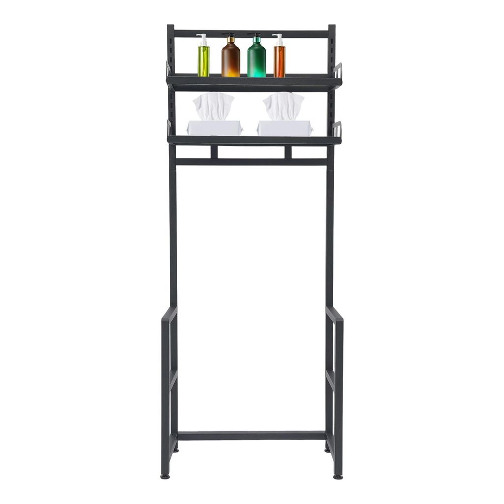 2 Ebenen Toilettenregal 47*25*124cm Badregale verstellbare multifunktionale Ablage Schwarz