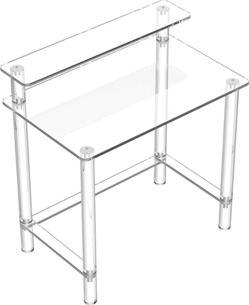 Acryl-Tisch, 2-stöckiger transparenter Schreibtisch mit Monitorhalterung, Acryl-Schreibtisch für das Arbeitszimmer, moderner Beistelltisch/Nachtt...