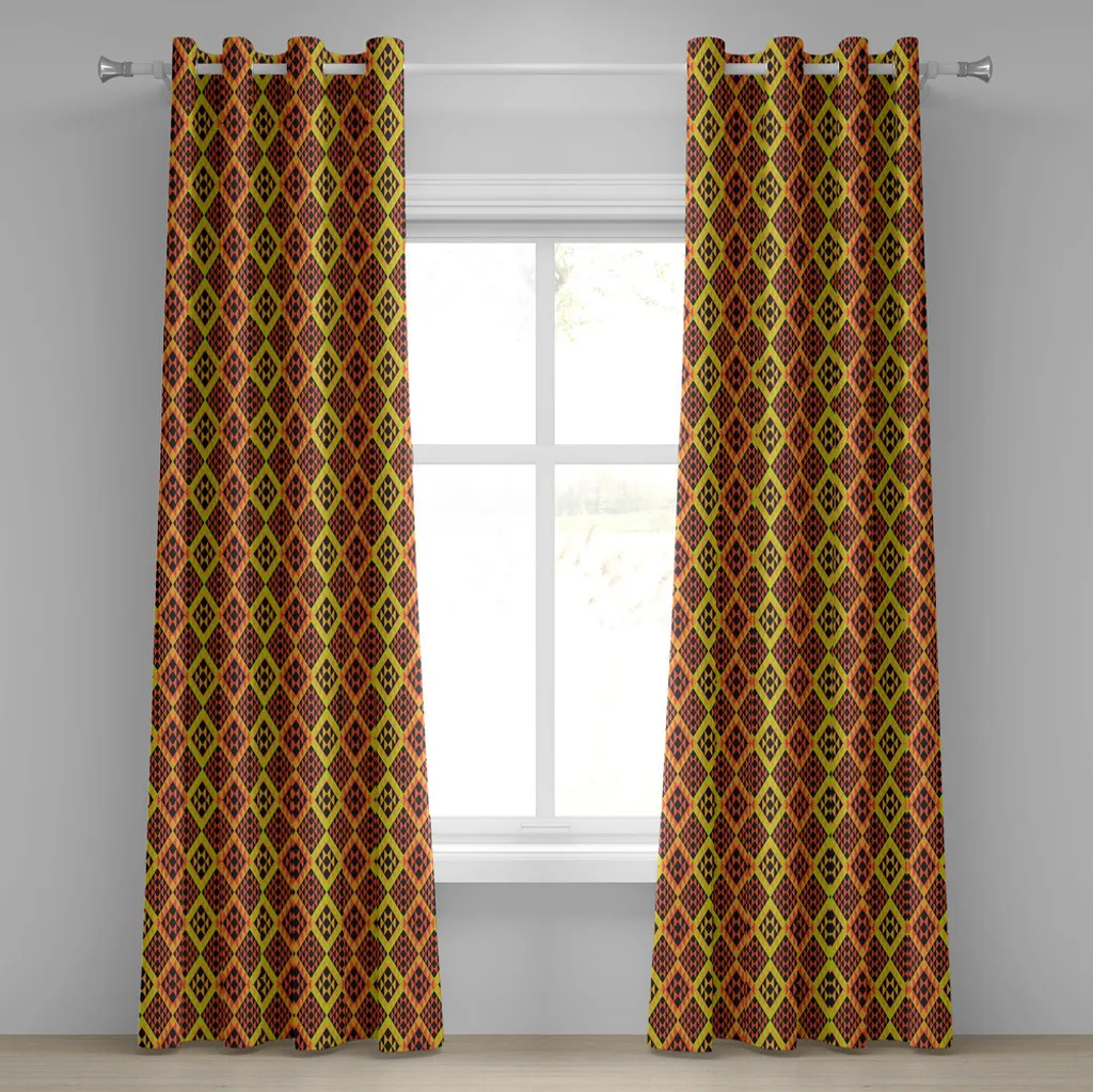 Rideaux décoratifs ethniques 2 panneaux 280 x 175 cm style Inca